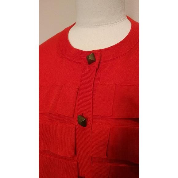 Crimson Oscar de la Renta Cardigan - Picture 7 of 8